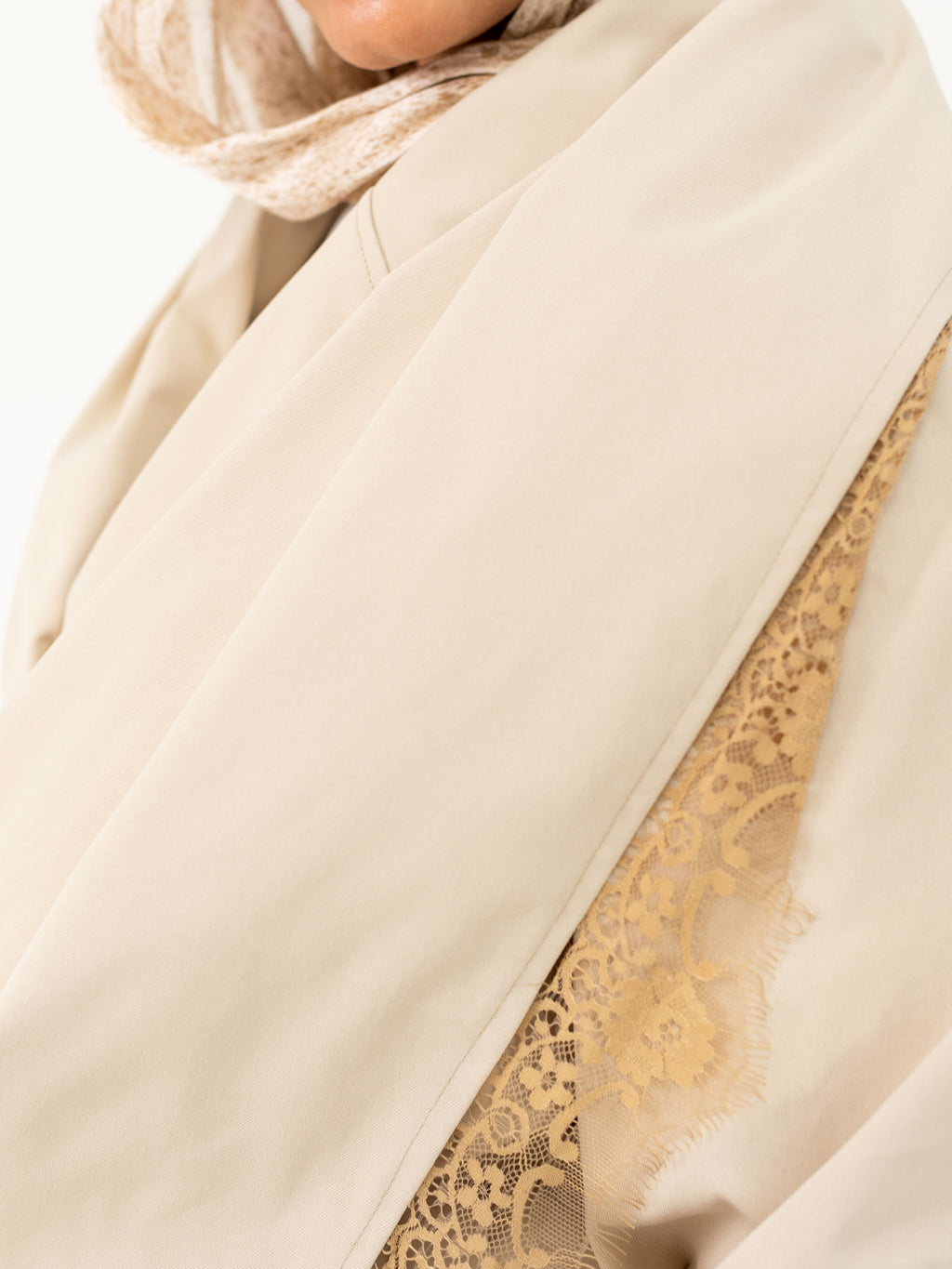 Lace Scarf Trench Coat