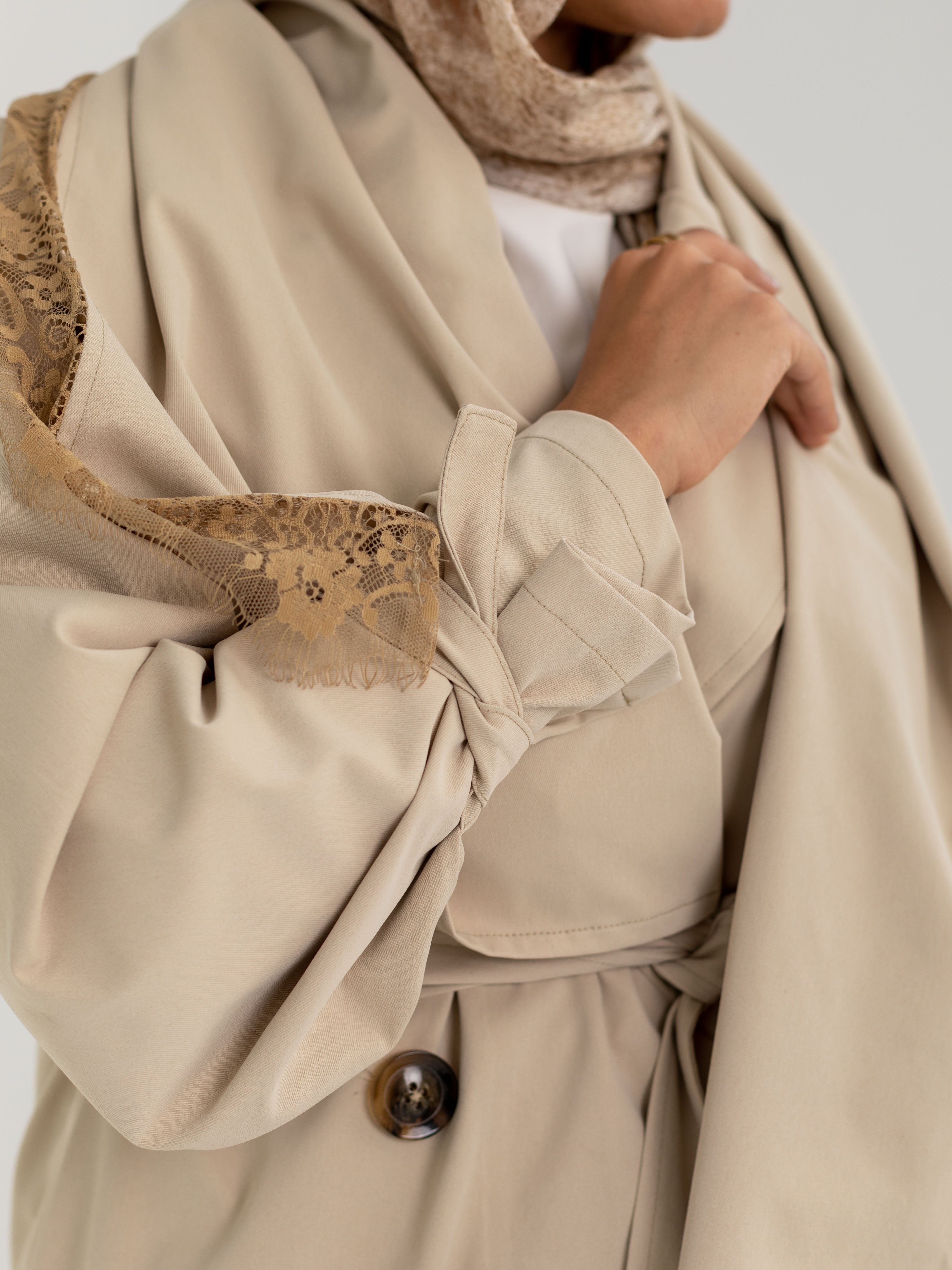 Lace Scarf Trench Coat