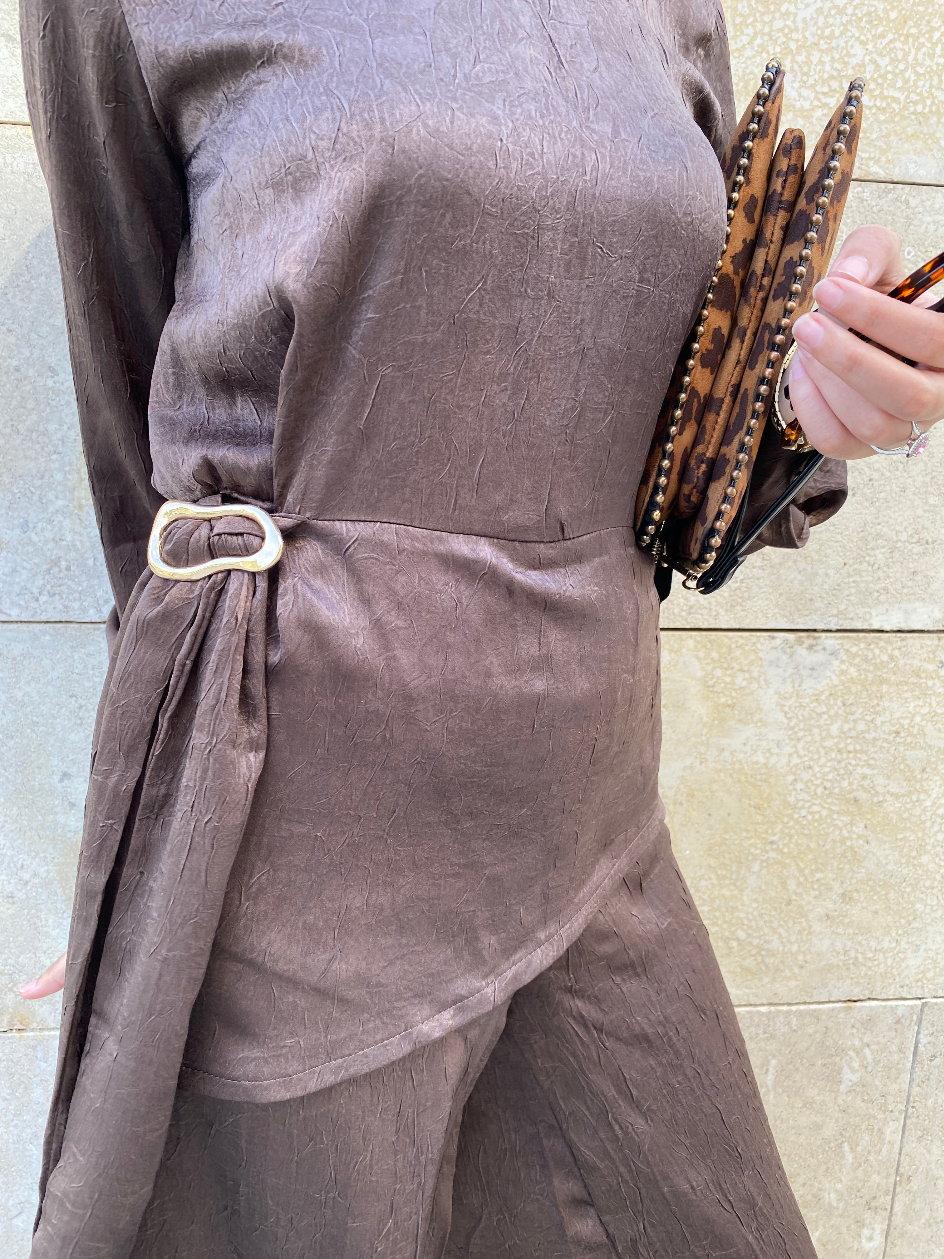 The Signature Drawstring Set in Dark Brown