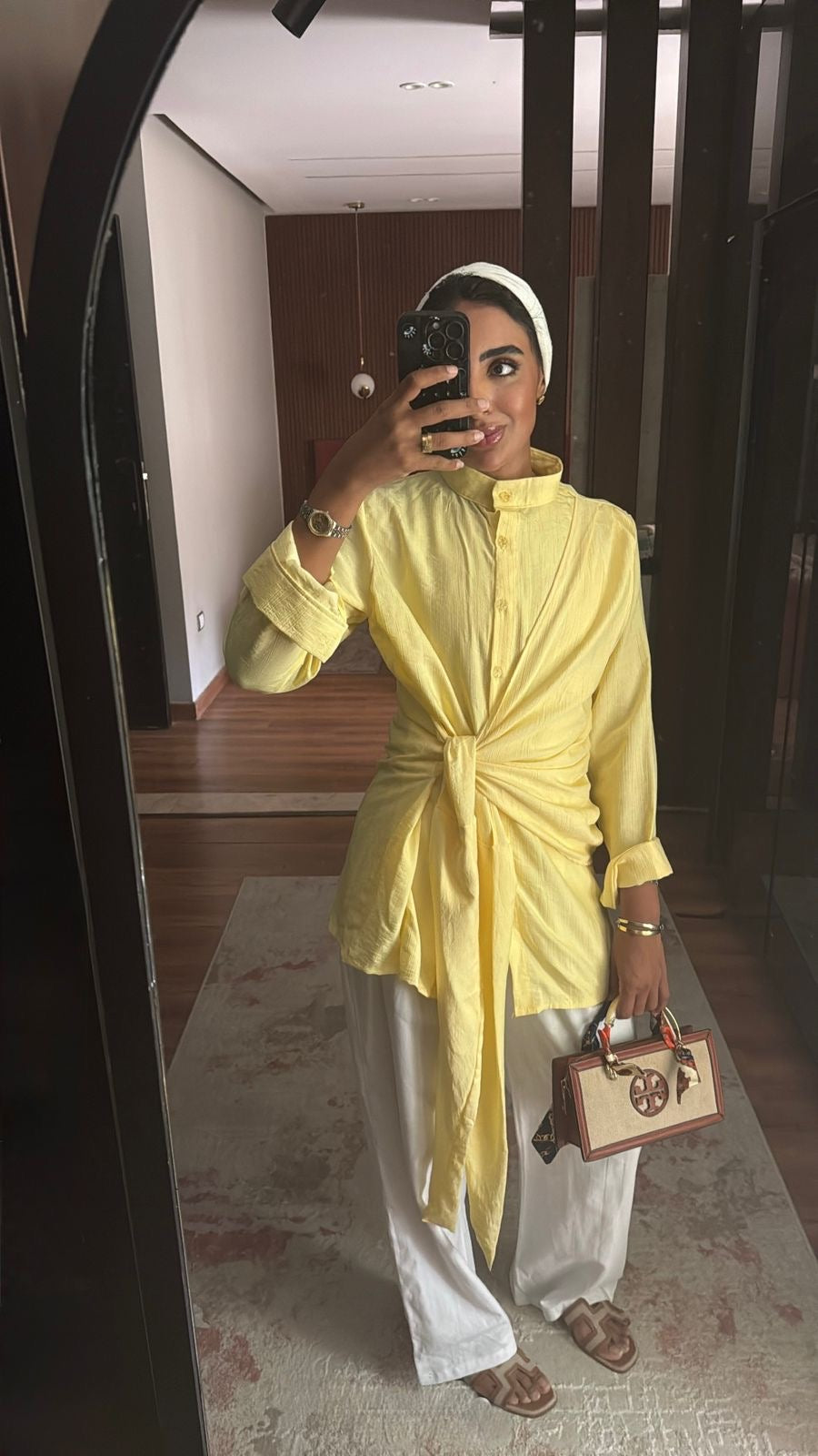 Draped Wrap Shirt in butter yellow