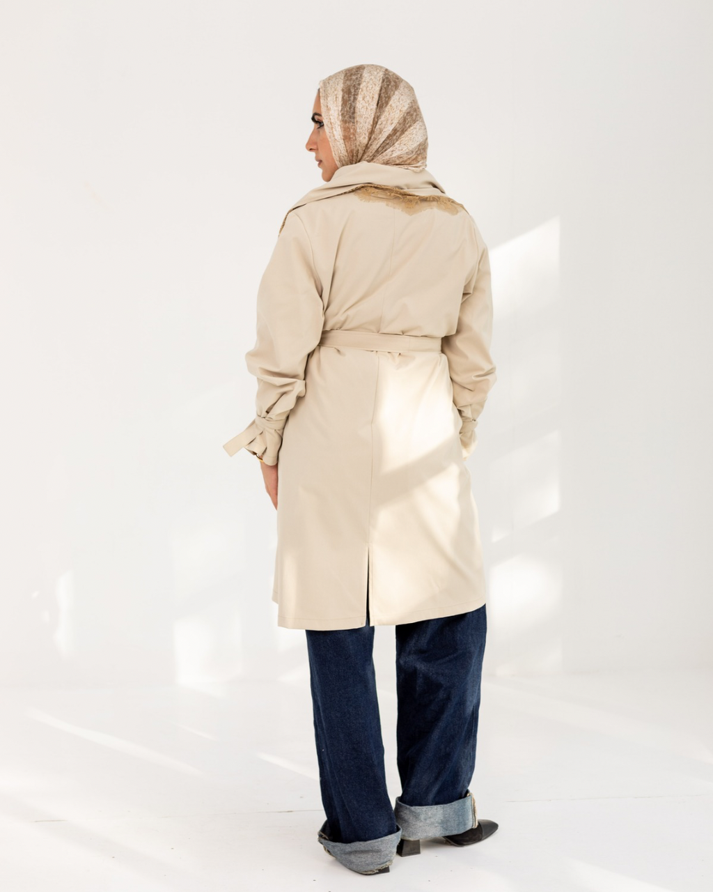 Lace Scarf Trench Coat