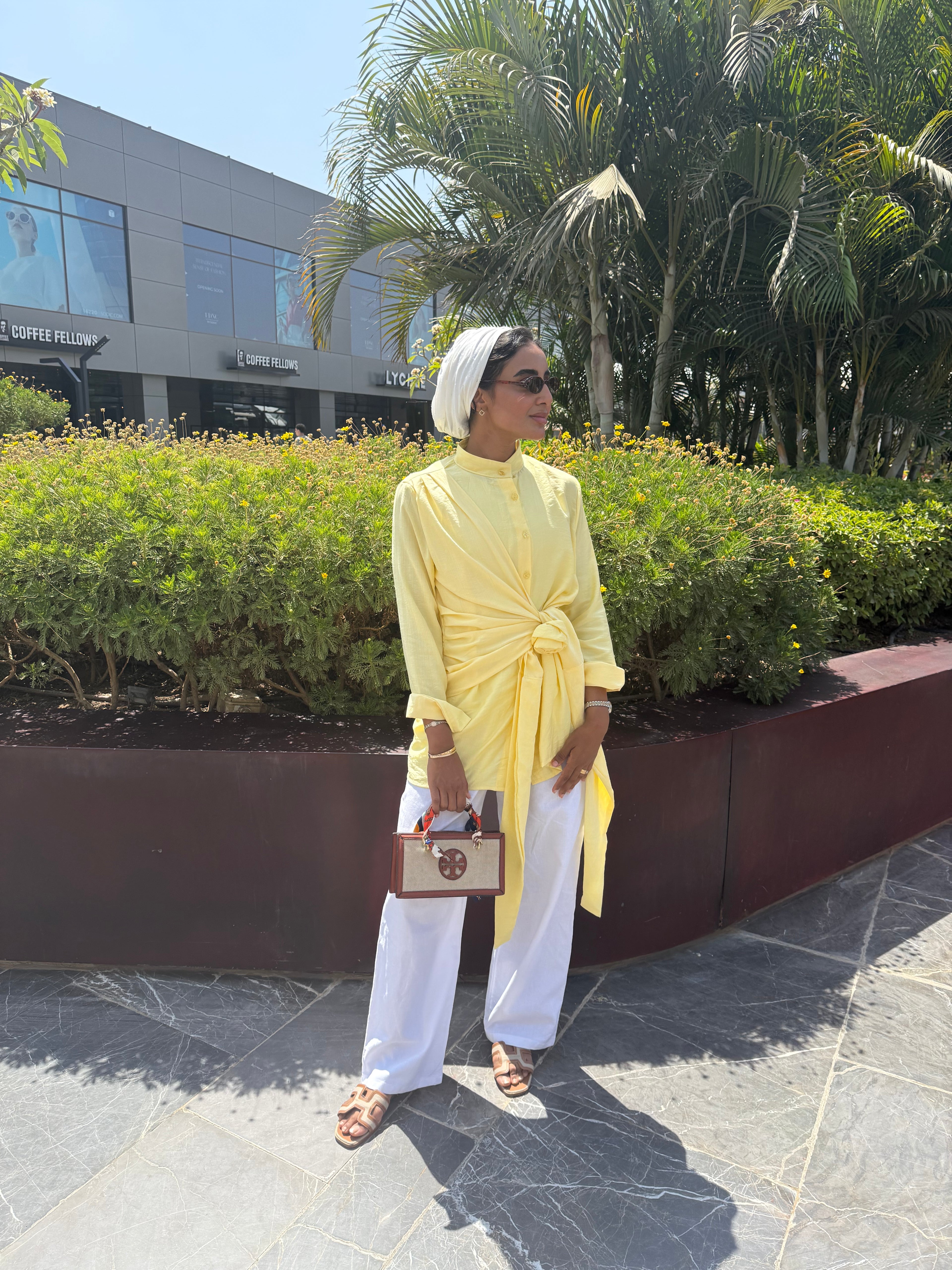 Draped Wrap Shirt in butter yellow
