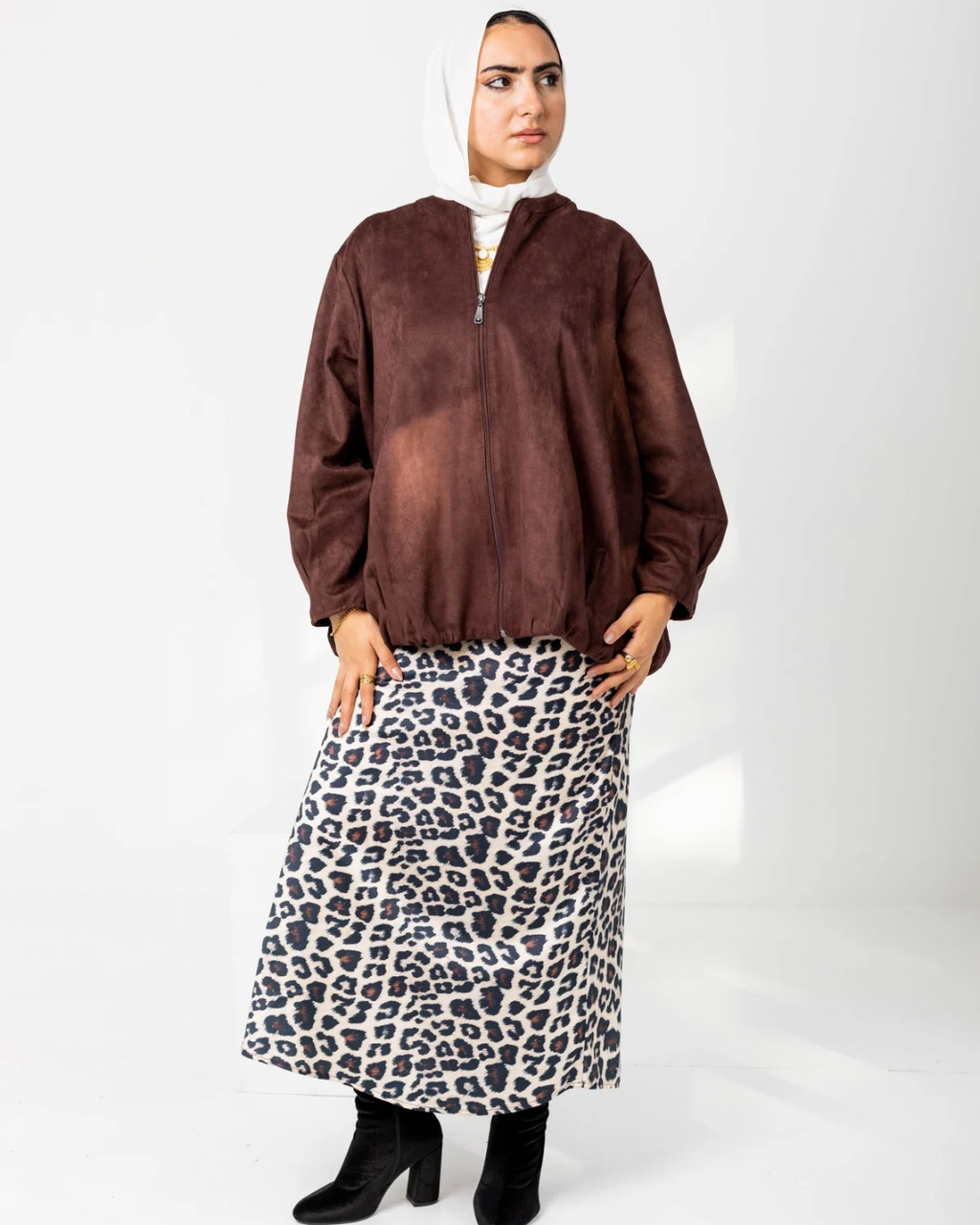 Leopard Midi Satin Skirt