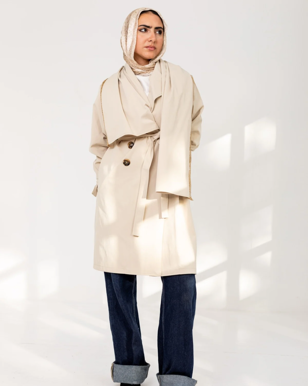 Lace Scarf Trench Coat