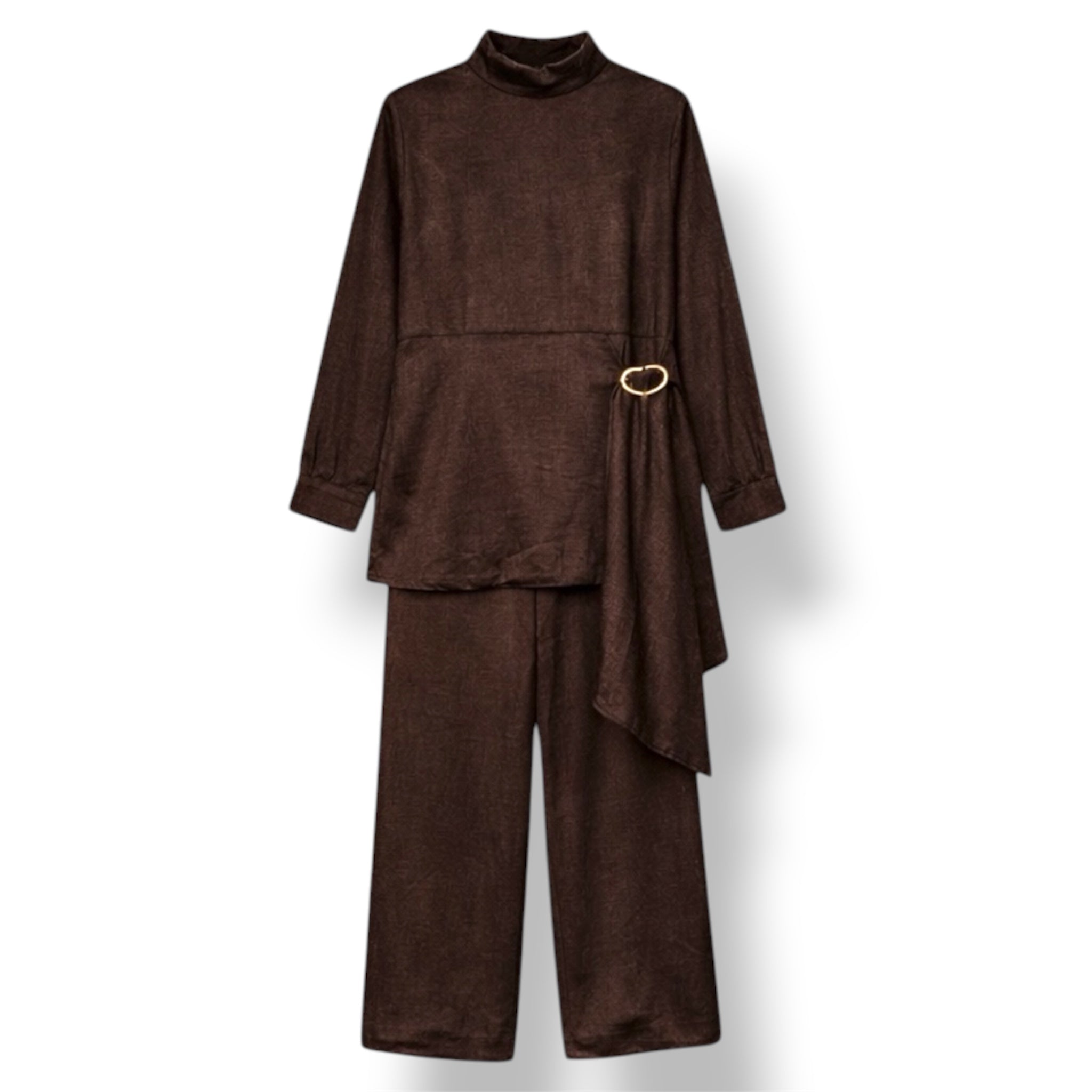 The Signature Drawstring Set in Dark Brown