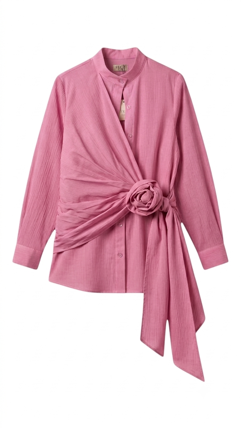 Draped Wrap Shirt in pink