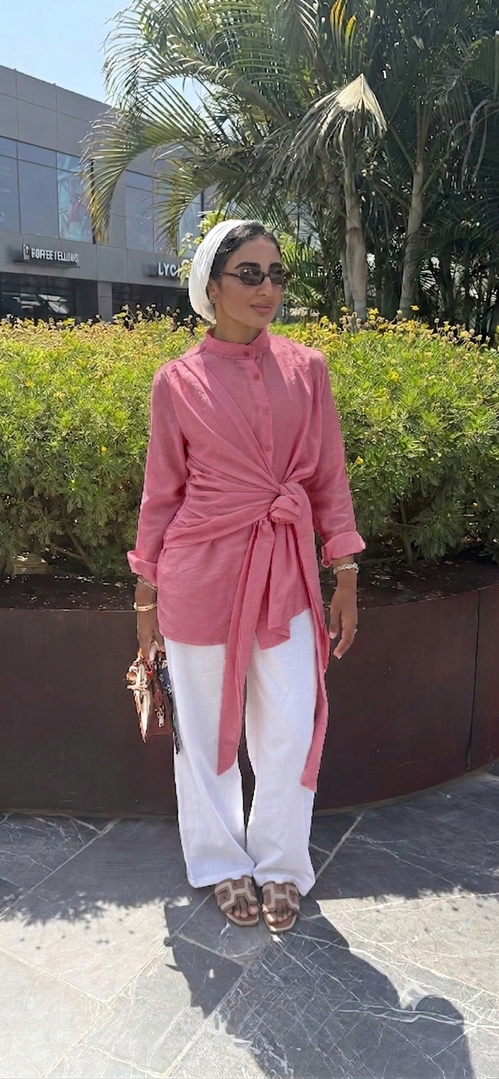 Draped Wrap Shirt in pink
